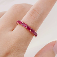 4.85 Ct. Pinkish Red Ruby Accent Stones Ring, 18K Yellow Gold Image