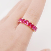4.92 Ct. Pinkish Red Ruby Accent Stones Ring, 18K Yellow Gold Image