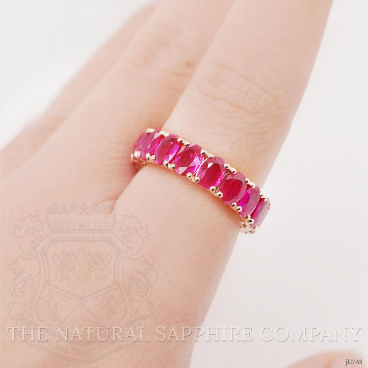 4.92 Ct. Pinkish Red Ruby Accent Stones Ring, 18K Yellow Gold