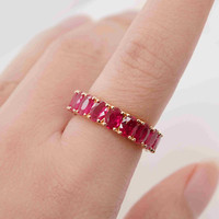 5.17 Ct. Pinkish Red Ruby Accent Stones Ring, 18K Yellow Gold Image