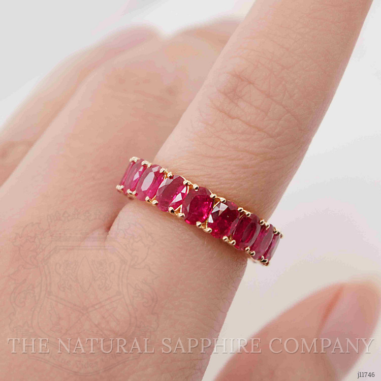 5.17 Ct. Pinkish Red Ruby Accent Stones Ring, 18K Yellow Gold