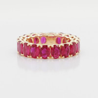 5.17 Ct. Pinkish Red Ruby Accent Stones Ring, 18K Yellow Gold Image