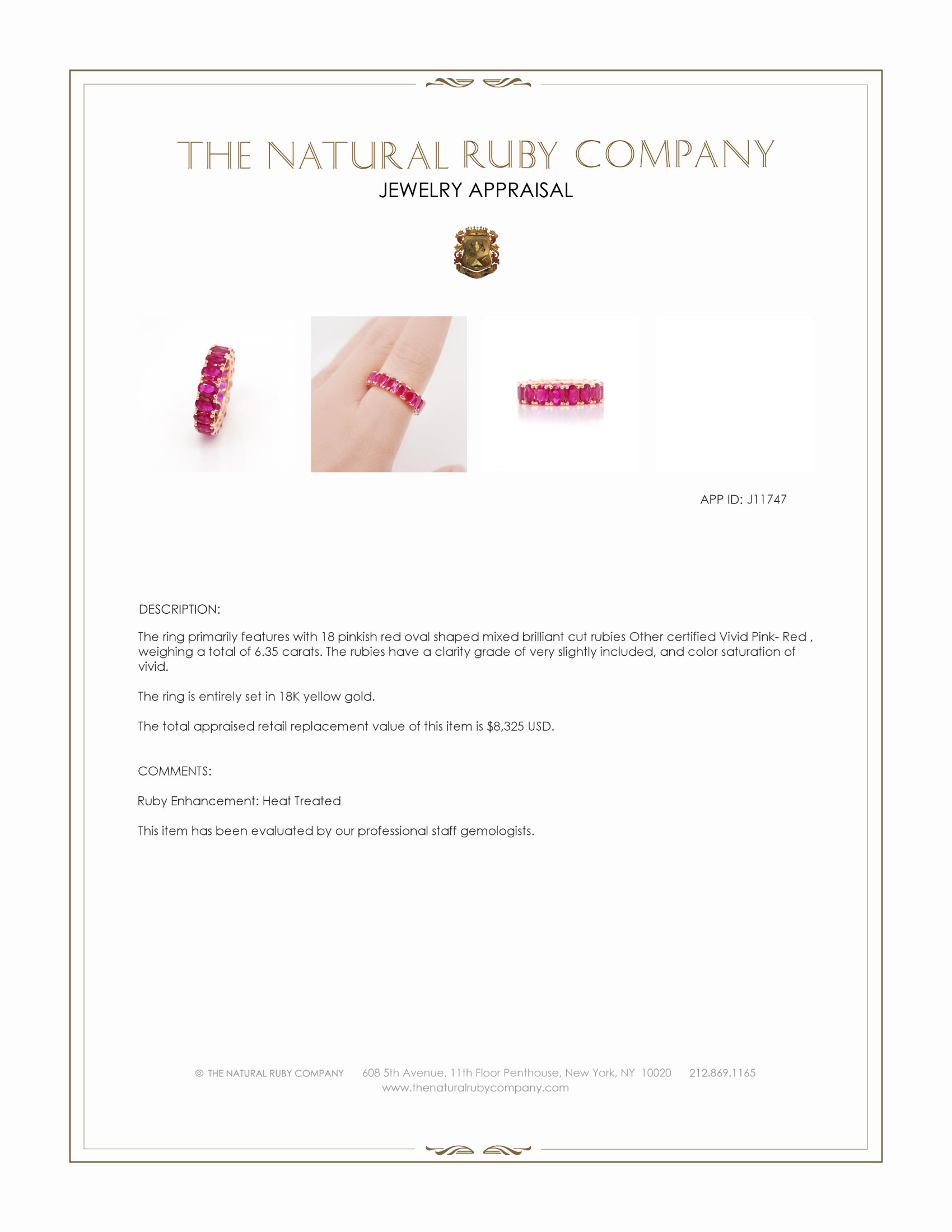 6.35 Ct. Pinkish Red Ruby Accent Stones Ring, 18K Yellow Gold