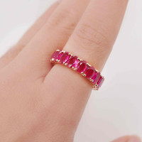5.24 Ct. Pinkish Red Ruby Accent Stones Ring, 18K Yellow Gold Image