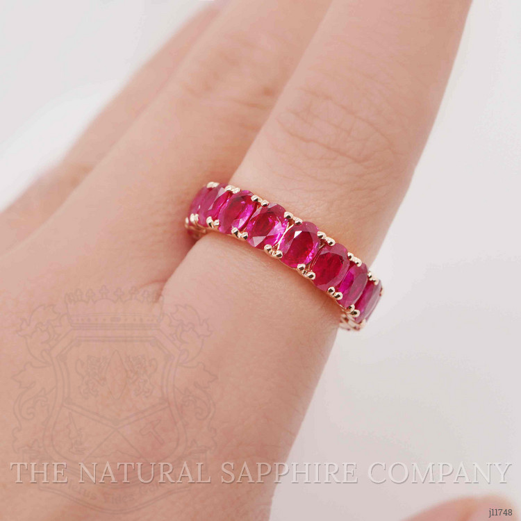 5.24 Ct. Pinkish Red Ruby Accent Stones Ring, 18K Yellow Gold