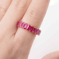 6.39 Ct. Pinkish Red Ruby Accent Stones Ring, 18K Yellow Gold Image