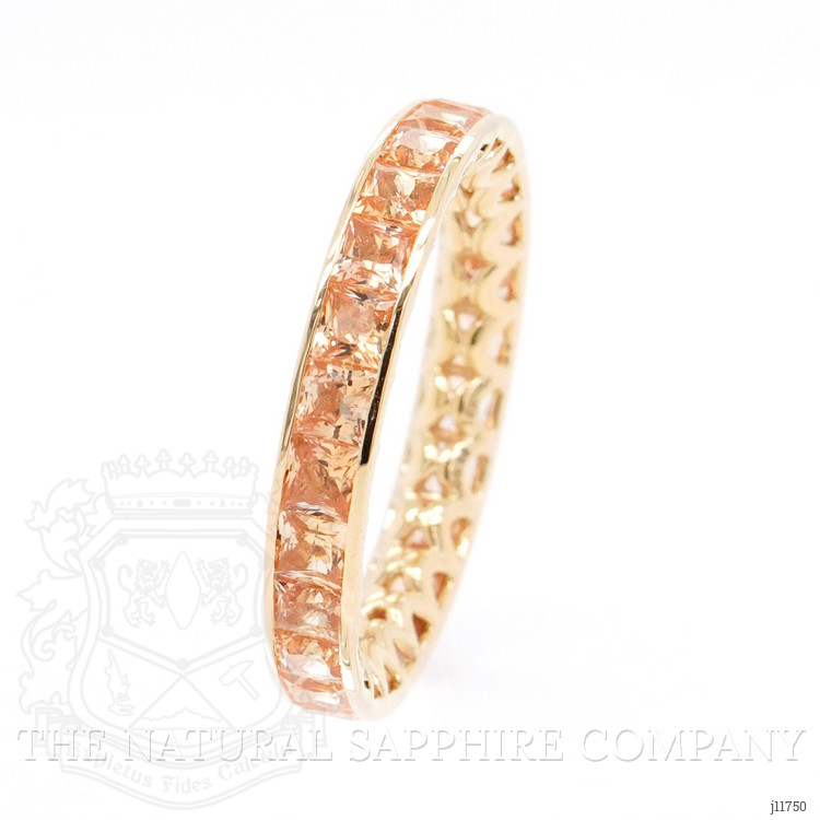 3.80 Ct. Orangish Yellow Sapphire Accent Stones Ring, 18K Yellow Gold