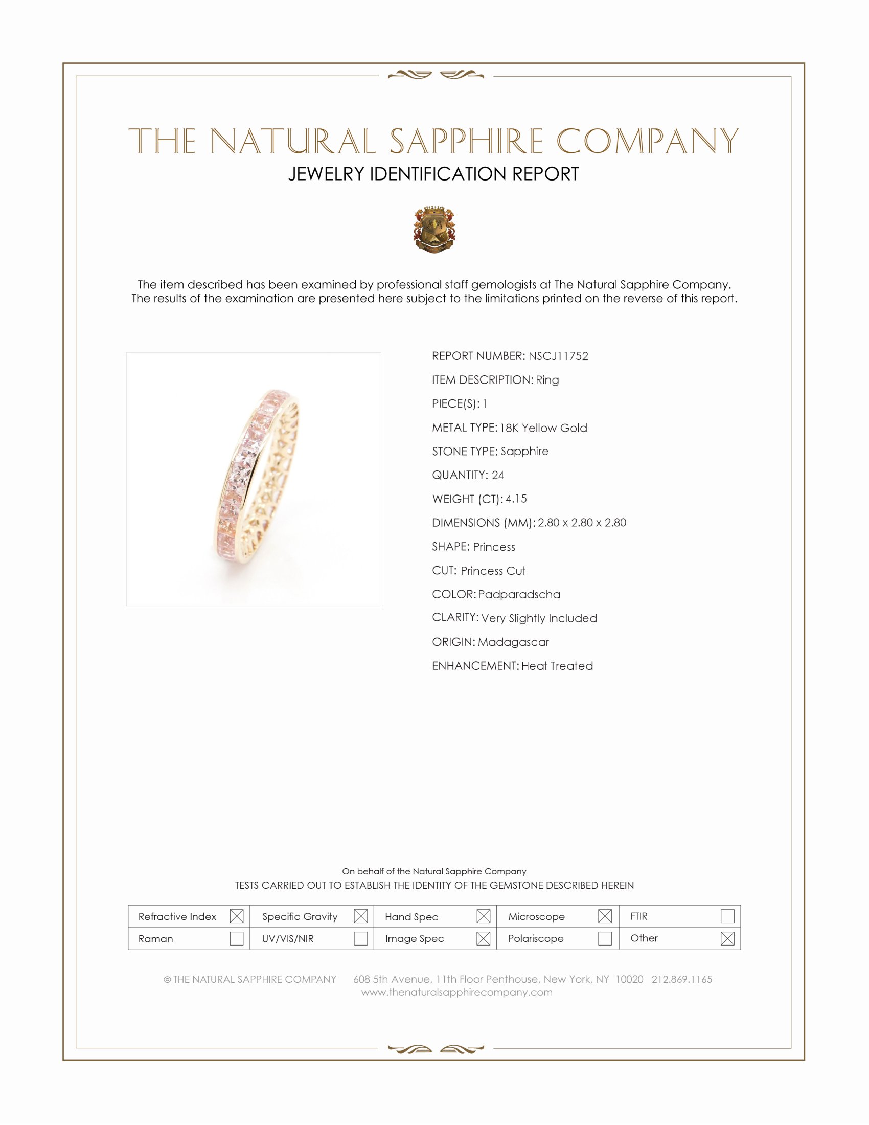 4.15 Ct. Padparadscha Sapphire Accent Stones Ring, 18K Yellow Gold