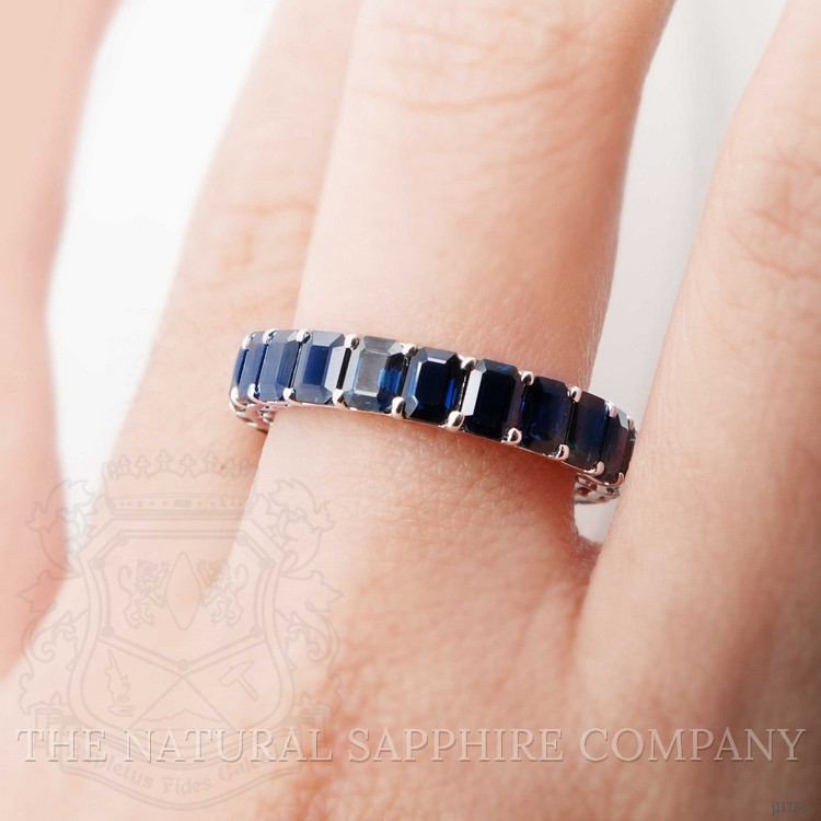 6.33 Ct. Blue Sapphire Accent Stones Ring, 18K White Gold
