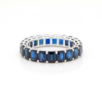6.33 Ct. Blue Sapphire Accent Stones Ring, 18K White Gold Image