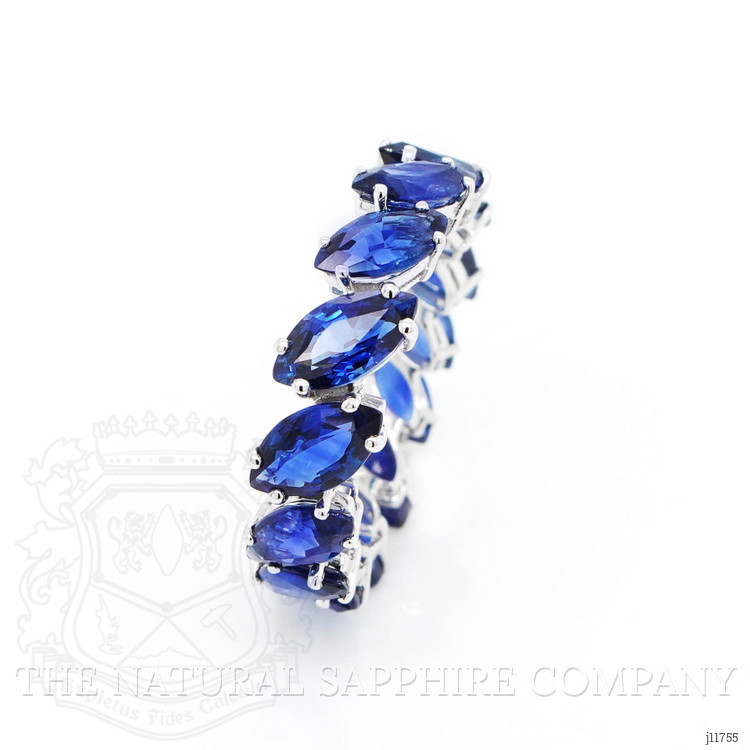 6.78 Ct. Blue Sapphire Accent Stones Ring, 18K White Gold