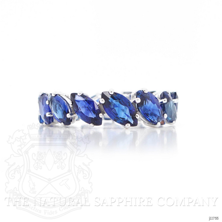 6.78 Ct. Blue Sapphire Accent Stones Ring, 18K White Gold