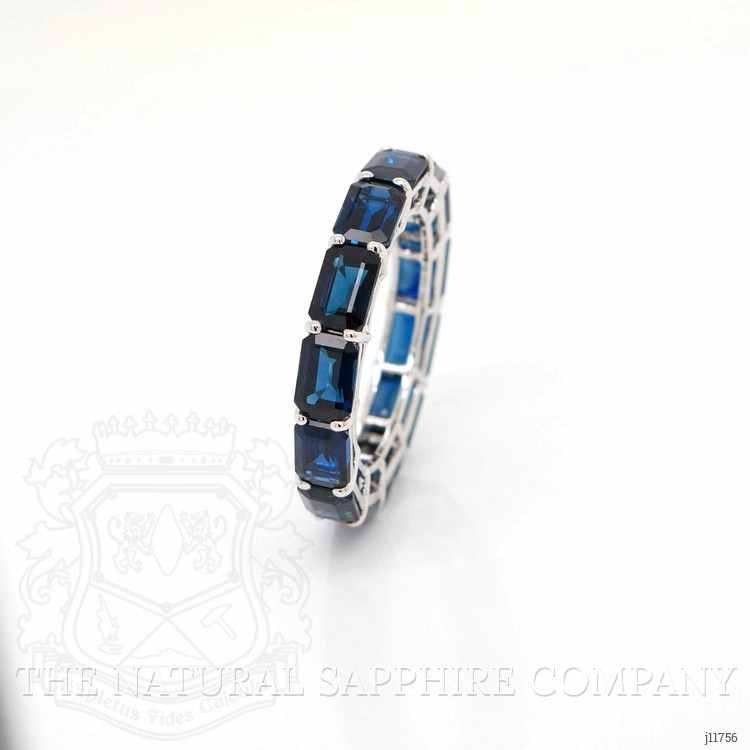 7.77 Ct. Blue Sapphire Accent Stones Ring, 18K White Gold
