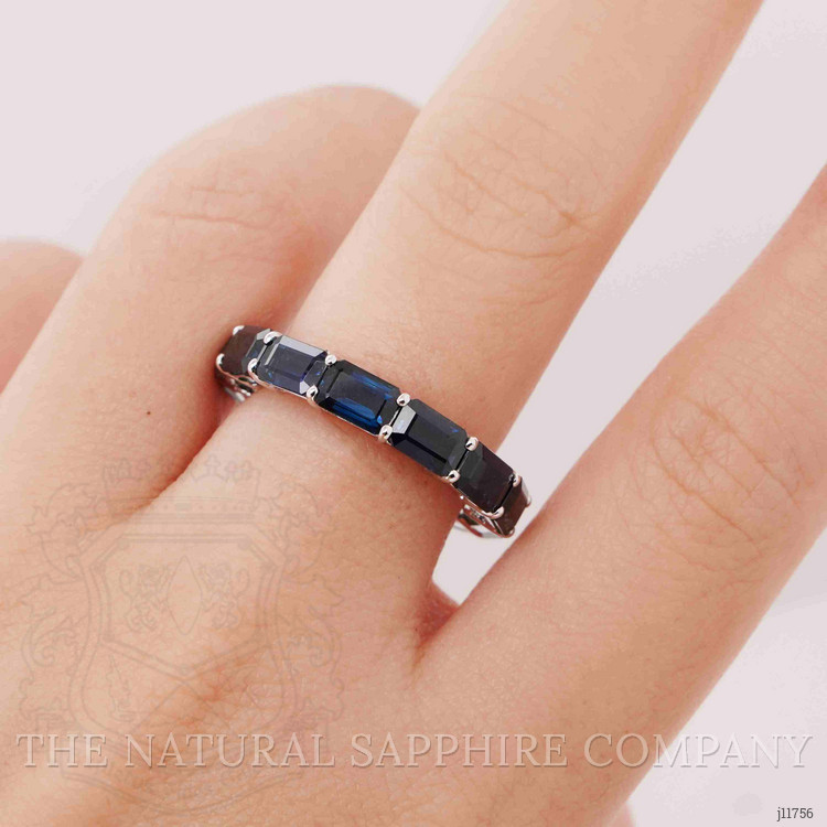 7.77 Ct. Blue Sapphire Accent Stones Ring, 18K White Gold