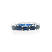 7.77 Ct. Blue Sapphire Accent Stones Ring, 18K White Gold Image