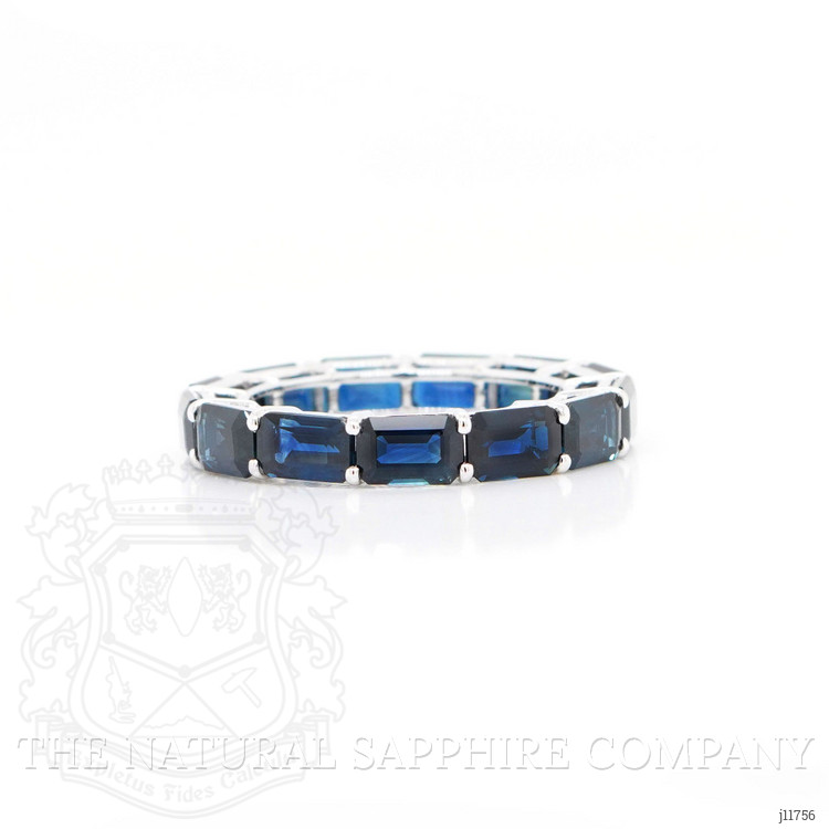 7.77 Ct. Blue Sapphire Accent Stones Ring, 18K White Gold
