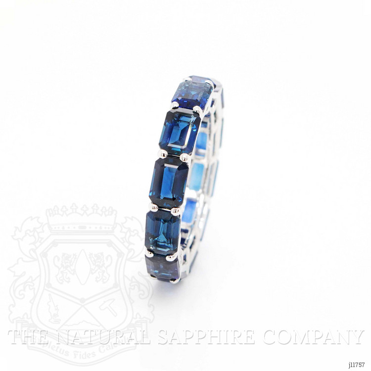 8.27 Ct. Blue Sapphire Accent Stones Ring, 18K White Gold