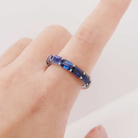 8.27 Ct. Blue Sapphire Accent Stones Ring, 18K White Gold Image