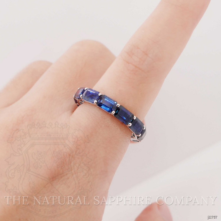 8.27 Ct. Blue Sapphire Accent Stones Ring, 18K White Gold
