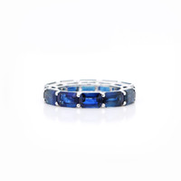 8.27 Ct. Blue Sapphire Accent Stones Ring, 18K White Gold Image