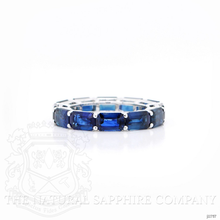 8.27 Ct. Blue Sapphire Accent Stones Ring, 18K White Gold
