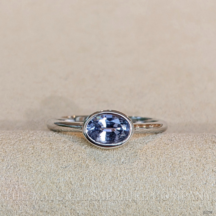 0.92 Ct. Blue Sapphire Bezel Ring, Platinum 950