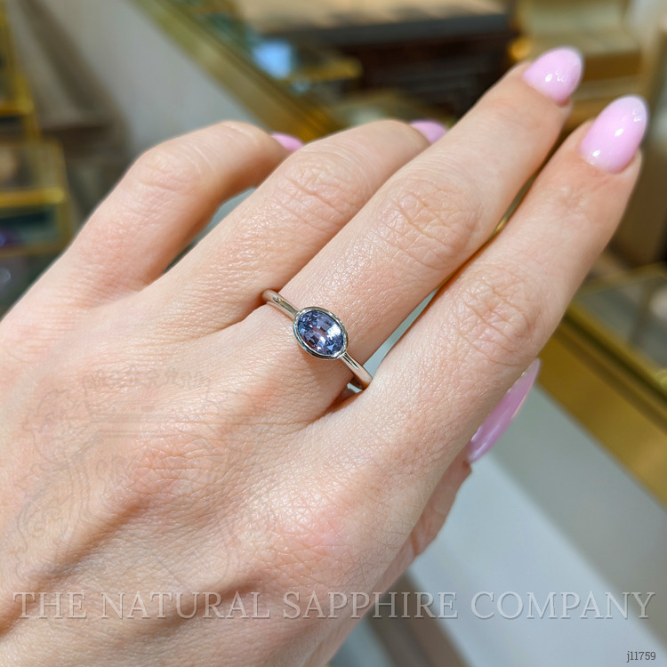 0.92 Ct. Blue Sapphire Bezel Ring, Platinum 950