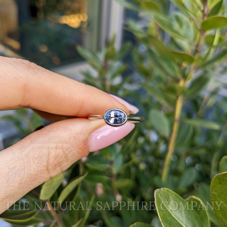 0.92 Ct. Blue Sapphire Bezel Ring, Platinum 950