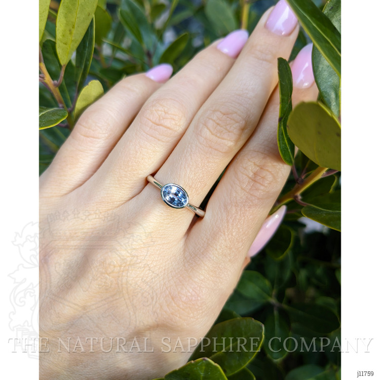 0.92 Ct. Blue Sapphire Bezel Ring, Platinum 950