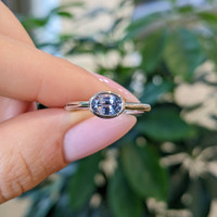 0.92 Ct. Blue Sapphire Bezel Ring, Platinum 950 Life Style