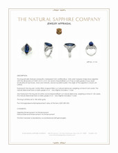 5.58 Ct. Blue Sapphire and Natural Diamond Antique Style Ring, 18K White Gold Appraisal