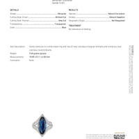 5.58 Ct. Blue Sapphire and Natural Diamond Antique Style Ring, 18K White Gold Scan Report