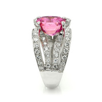 4.14 Ct. Purplish Pink Sapphire and Natural Diamond Pave Ring, 18K White Gold Image