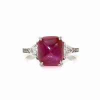 8.75 Ct. Purplish Red Ruby and Natural Diamond Antique Style Ring, Platinum 950 Video