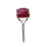 8.75 Ct. Purplish Red Ruby and Natural Diamond Antique Style Ring, Platinum 950 Image