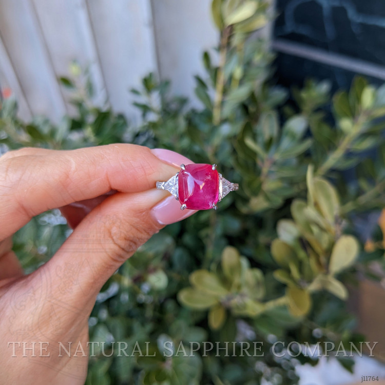 8.75 Ct. Purplish Red Ruby and Natural Diamond Antique Style Ring, Platinum 950