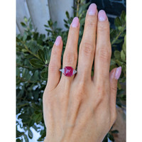8.75 Ct. Purplish Red Ruby and Natural Diamond Antique Style Ring, Platinum 950 Life Style