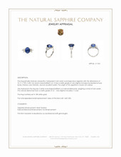 3.60 Ct. Blue Sapphire and Natural Diamond Three Stone Ring, 18K White Gold Appraisal