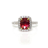 2.12 Ct. Ruby and Natural Diamond Pave Ring, 18K White & Yellow Video