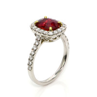 2.12 Ct. Ruby and Natural Diamond Pave Ring, 18K White & Yellow Image