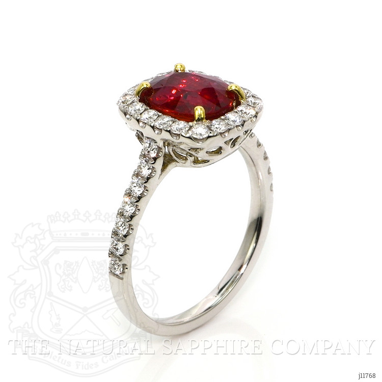 2.12 Ct. Ruby and Natural Diamond Pave Ring, 18K White & Yellow