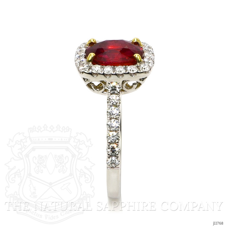 2.12 Ct. Ruby and Natural Diamond Pave Ring, 18K White & Yellow