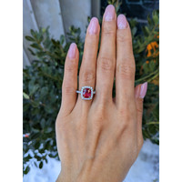 2.12 Ct. Ruby and Natural Diamond Pave Ring, 18K White & Yellow Life Style