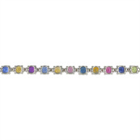 14.36&nbsp;Ct.Tw.Total Carat Weight Multi Color Sapphire and Natural Diamond Tennis/Line Bracelet, 14K White Gold Image