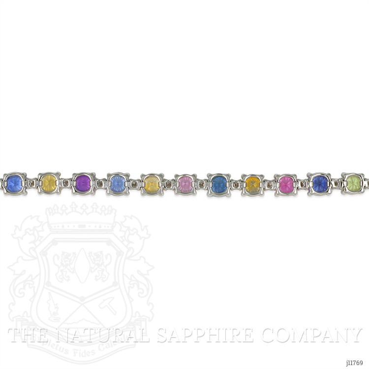 14.36 Ct.Tw. Multi Color Sapphire and Natural Diamond Tennis/Line Bracelet, 14K White Gold