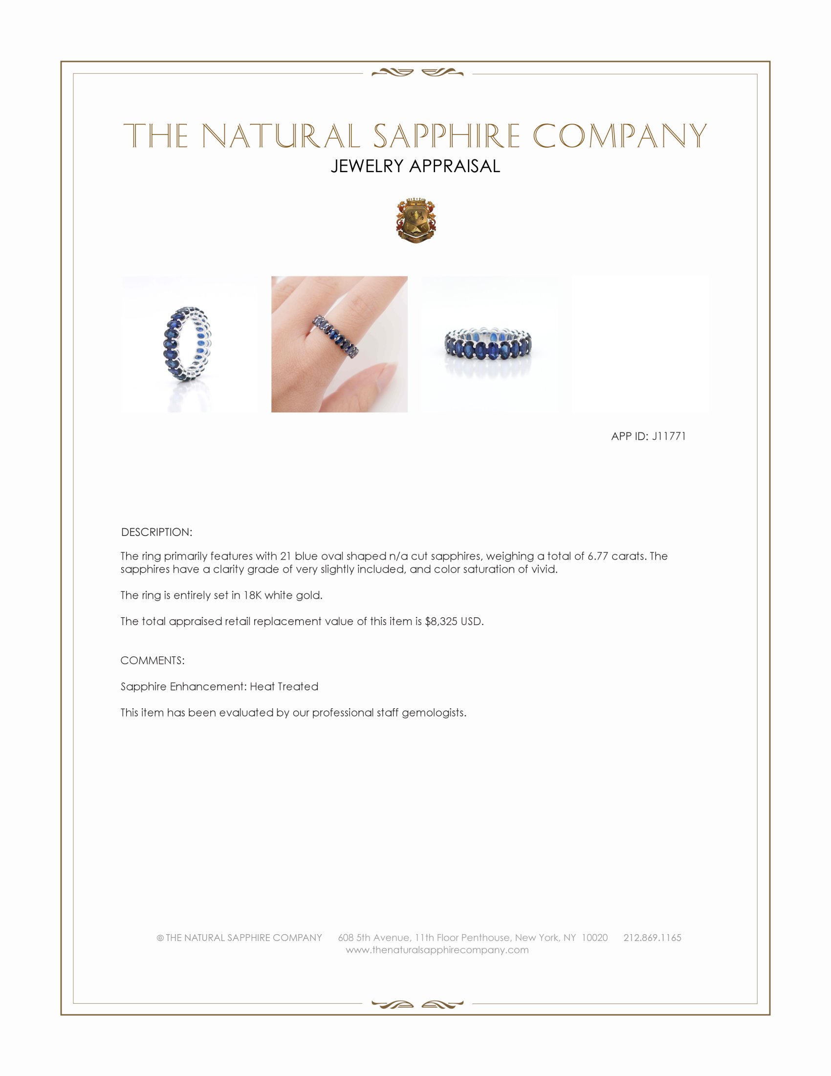 6.77 Ct. Blue Sapphire Accent Stones Ring, 18K White Gold