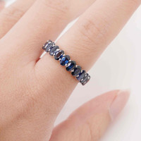 6.77 Ct. Blue Sapphire Accent Stones Ring, 18K Rose Gold Image