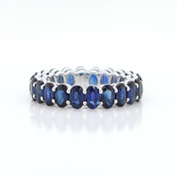 6.52 Ct. Blue Sapphire Accent Stones Ring, 18K Yellow Gold Image