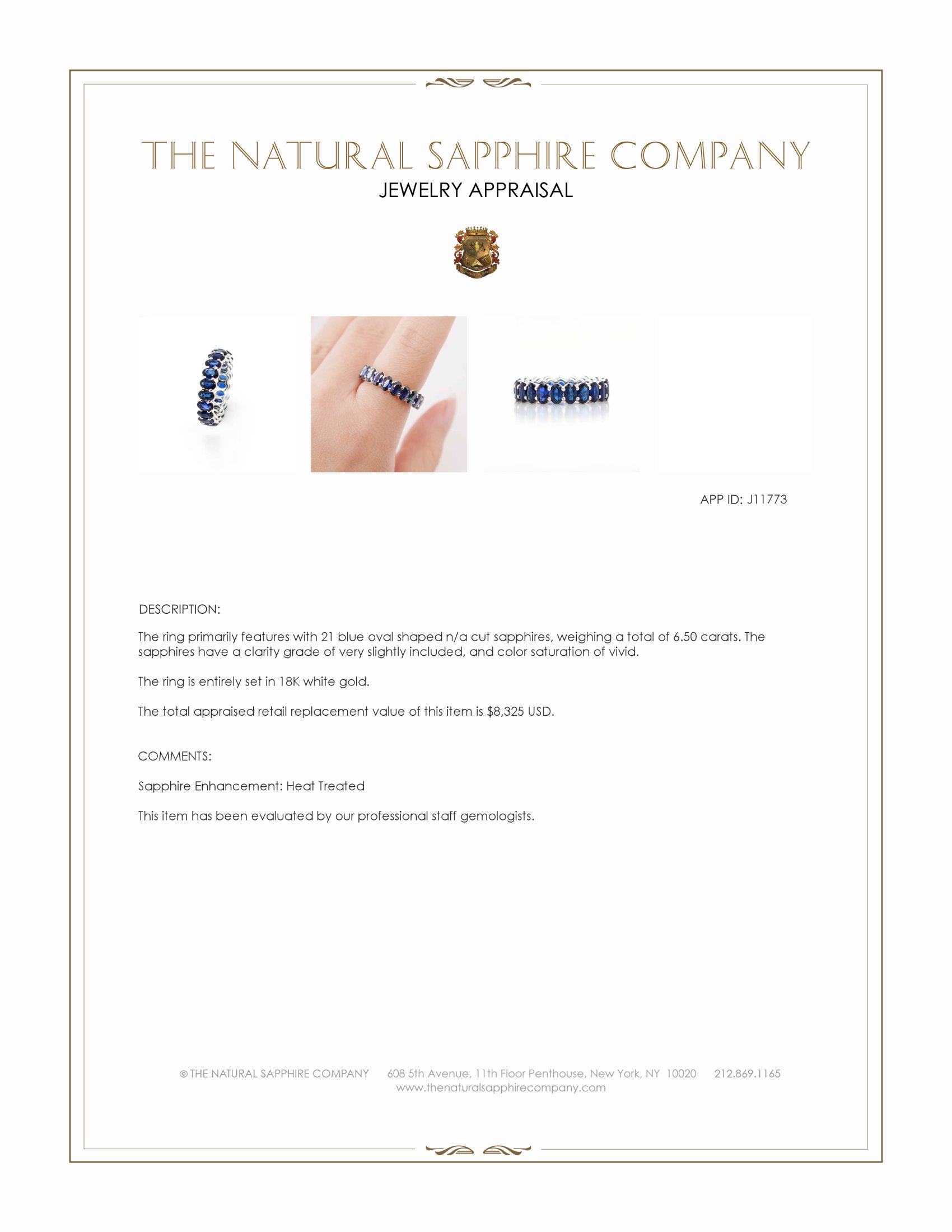 6.50 Ct. Blue Sapphire Accent Stones Ring, 18K White Gold