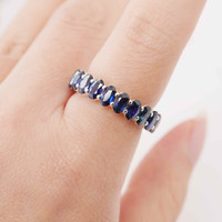 6.50 Ct. Blue Sapphire Accent Stones Ring, 18K Rose Gold Image